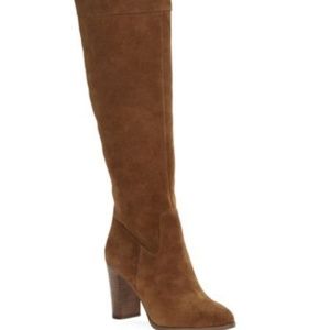 Brown tall suede boots
